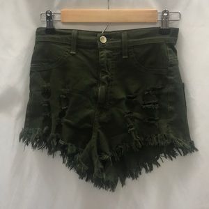 Aphrodite high waisted camp green shorts